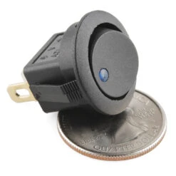 Rocker Switch - Round W/ Blue LED -Electronic Components Store 11155 03